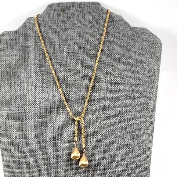 Vintage 70's Gold Tone Drop Tussle Necklace - Picture 1 of 11